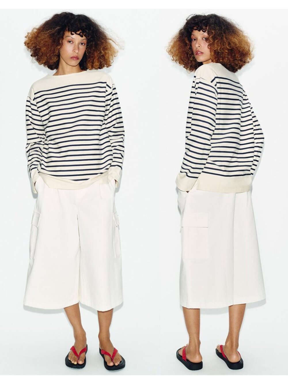 NEW ZARA striped long sleeve t-shirt 6912 size S